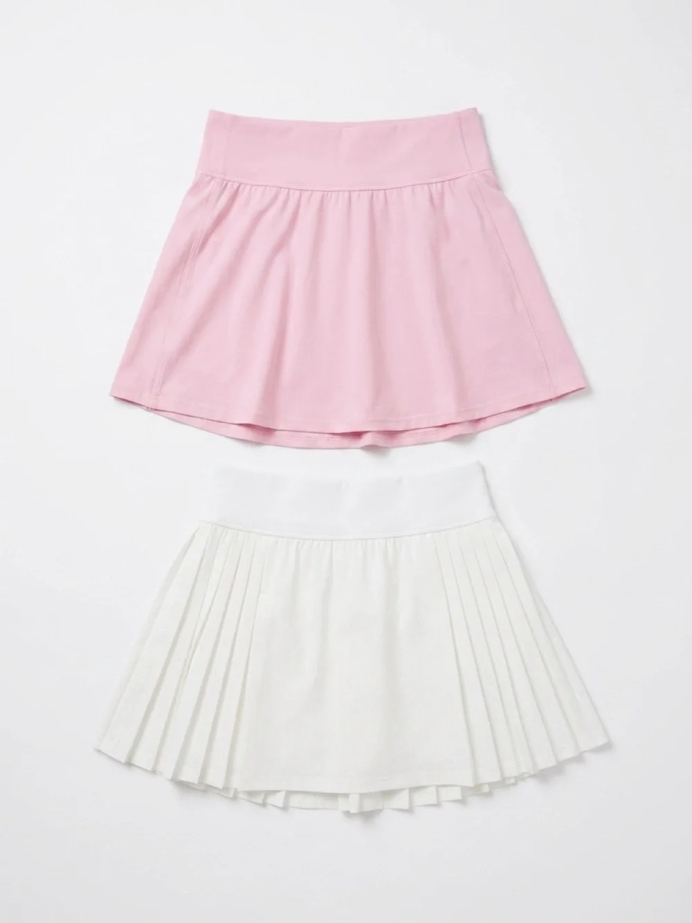 Reflex Pink Flared Skirt + White Pleated Skirt Set